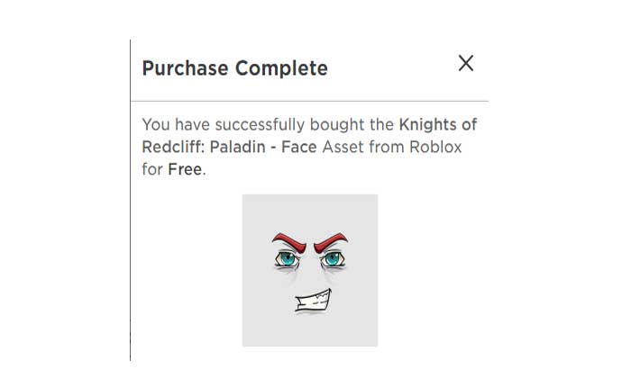 Roblox Free Face の購入が完了しました