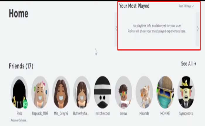 RoPro Extension 経由で Roblox に費やした時間を確認します