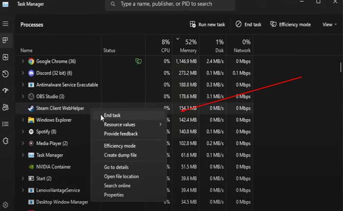 バックグラウンドプロセスを閉じる