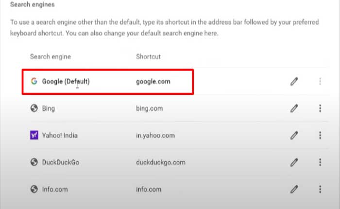 Googleのデフォルトの検索エンジン