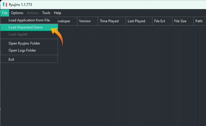 解凍されたゲームをロードする