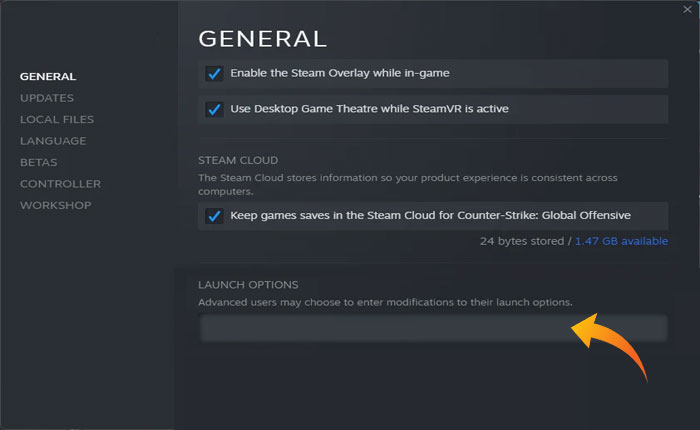 起動パラメータを追加する