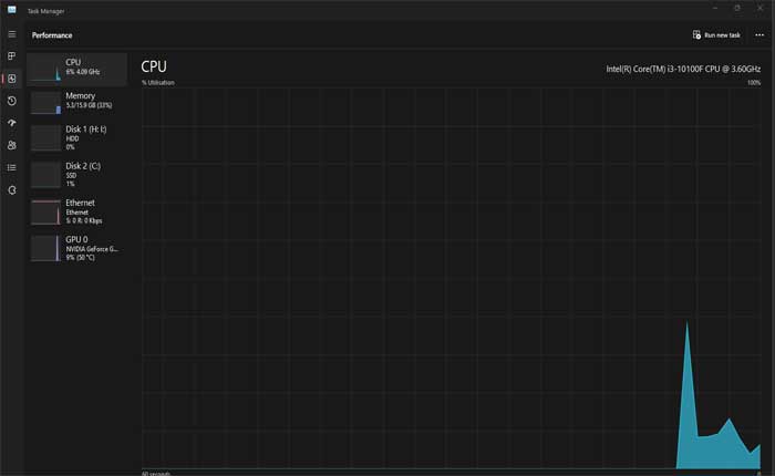 システムリソースを確認する