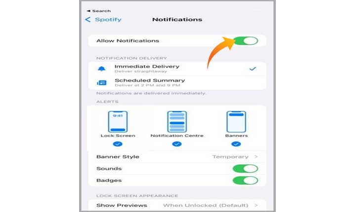 Spotify がロック画面に表示されない
