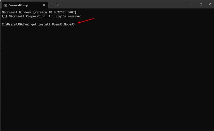 Winget を使用して Node.js をインストールする方法