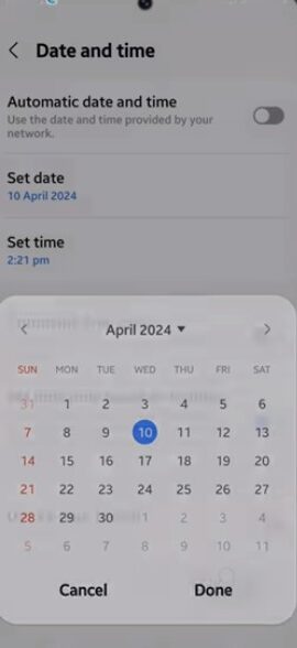 日付と時刻のリセット