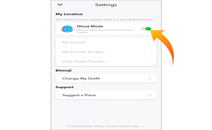 スナップマップに誰も表示されない
