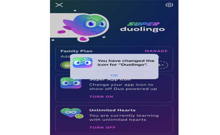 Duolingoのアプリアイコンを変更する 