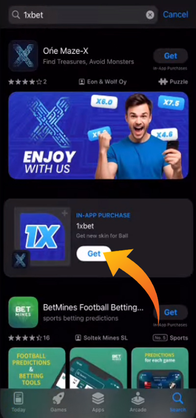 iPhoneに1xbetをインストールします