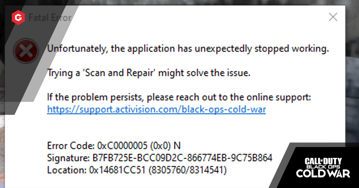 ブラックオプスコールドウォー：アップデート1.11のダウンロード後に致命的なエラーが発生したPCプレーヤー