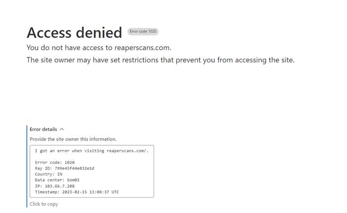 Reaperscans エラー 1020 を修正 (2024)