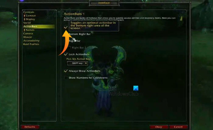 ElvUI アクション バーが表示されない