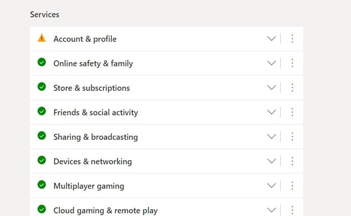 Xbox Live コア サービスが動作しない