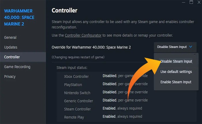 スペースマリーン2のコントローラーが動作しない