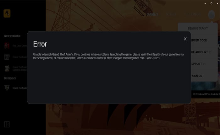 Rockstarエラーコード7002.1