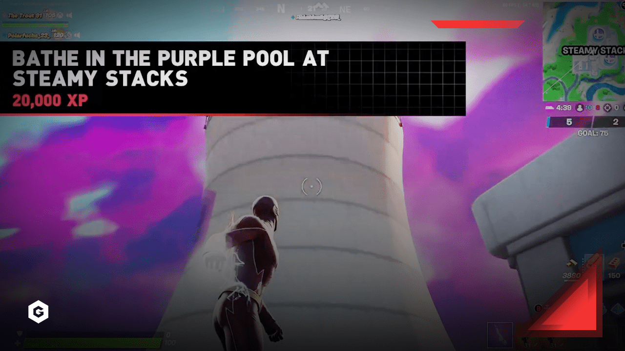 蒸し暑いスタックで紫色のプールで入浴（シーズン5週13チャレンジ）