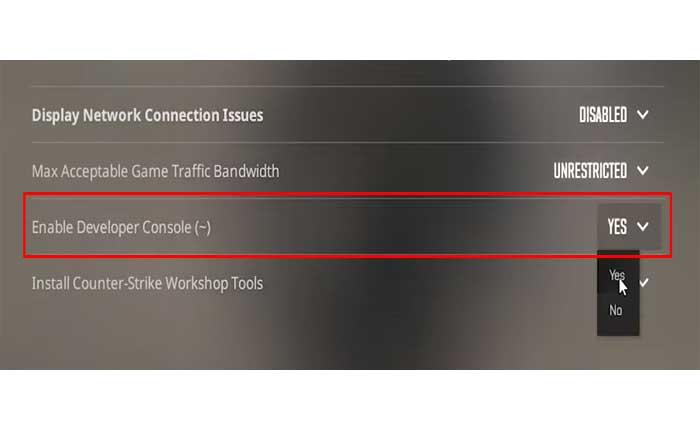 CS2 で開発者コンソールを有効にする