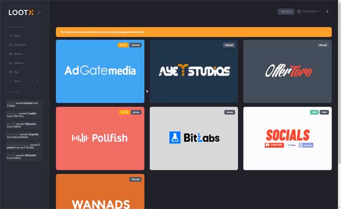 LootX でポイントを獲得する