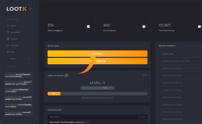 LootX でポイントを獲得する