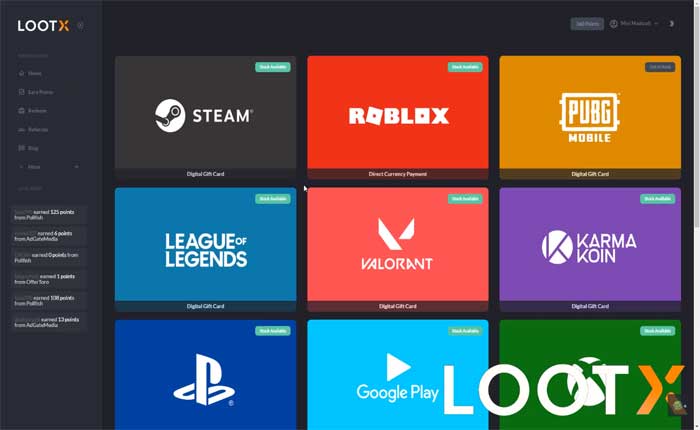 LootX でポイントを獲得する