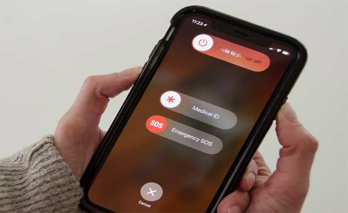 iOS の青いボタン