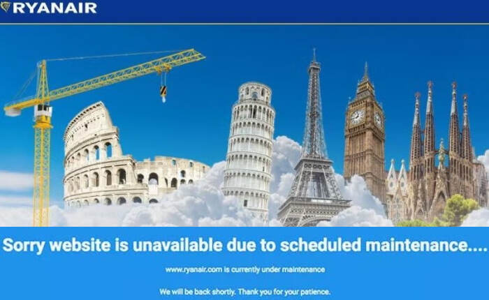 ライアンエアのウェブサイト
