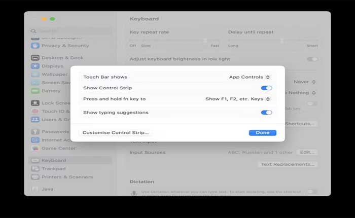 Macのタッ​​チバーが表示されない