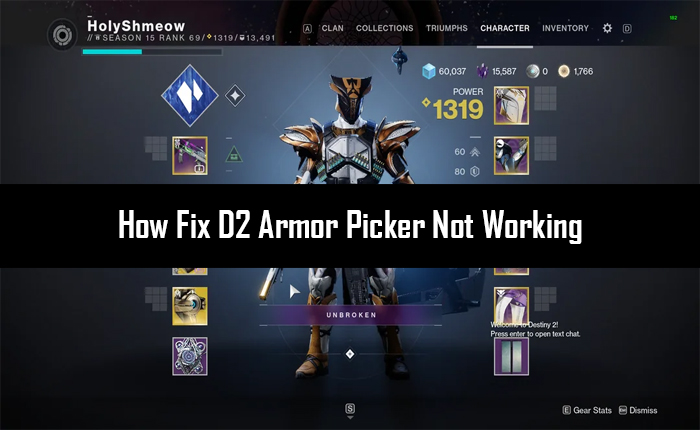 D2アーマーピッカーが機能していません